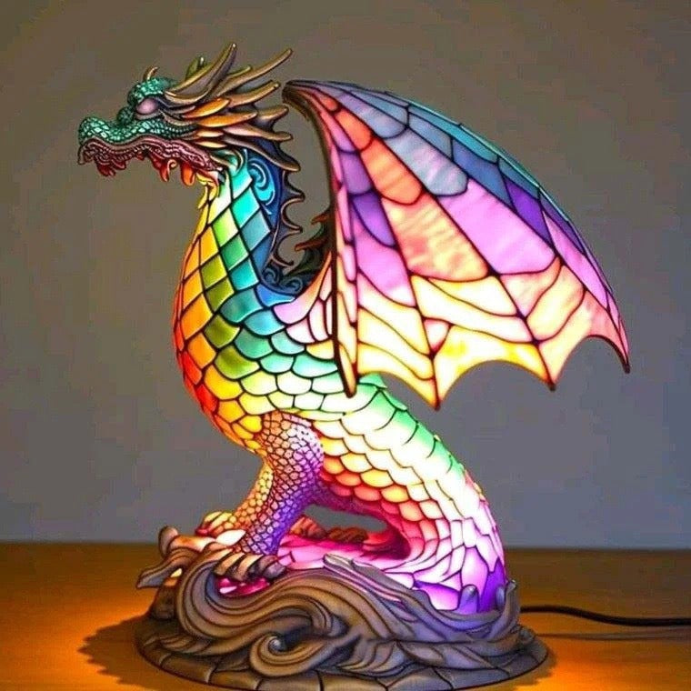Ignis | Lampa magică a dragonului din sticlă colorată