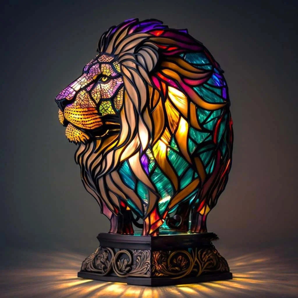 Mufasa | Lampa Magică Leu din Sticlă Colorată