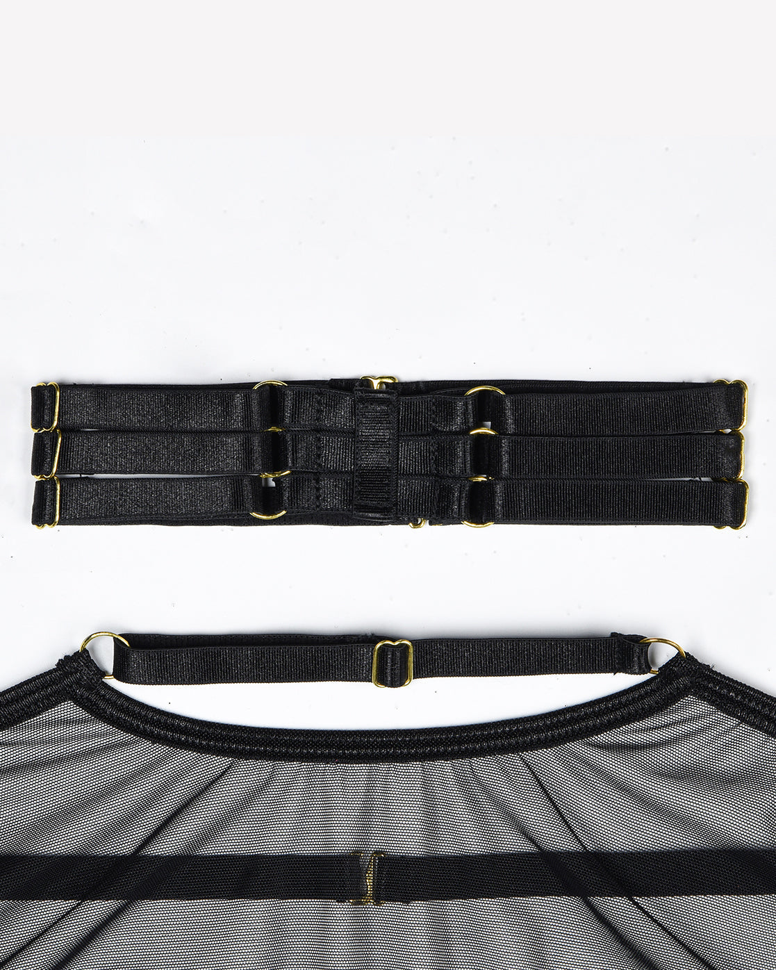 Eline™ | Set de Lenjerie din Mesh Transparent 4 Piese cu Sutien & Funda