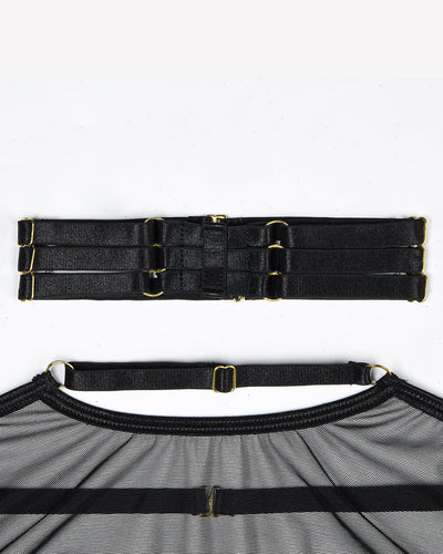 Eline™ | Set de Lenjerie din Mesh Transparent 4 Piese cu Sutien & Funda